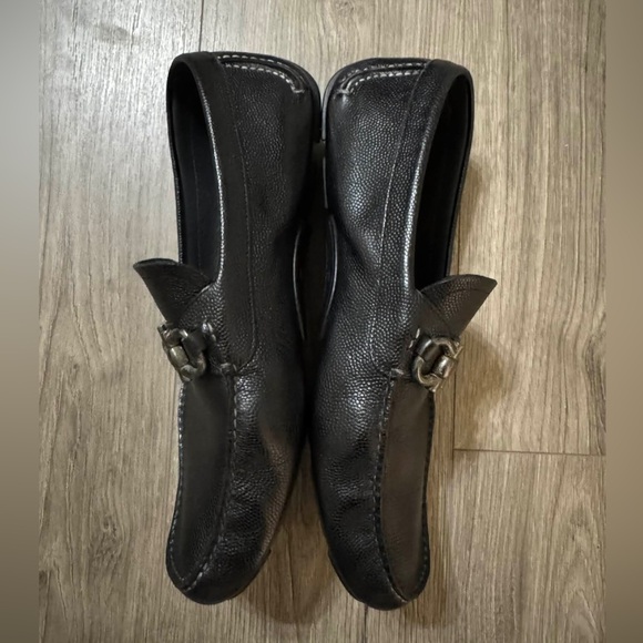 Salvatore Ferragamo Black Pebbled Leather Loafers main image 11